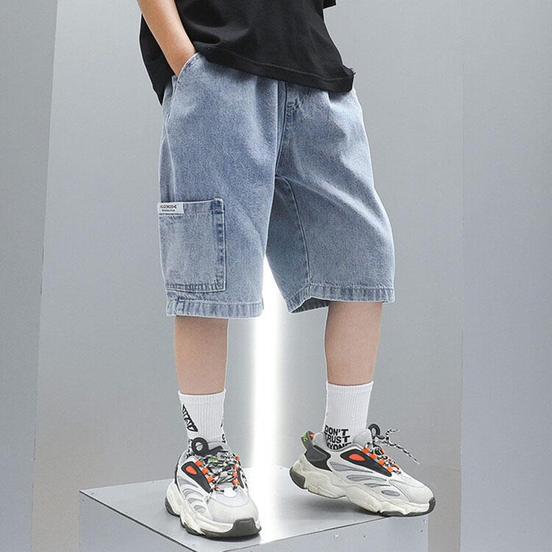 Sweat Pants Kids Boys Denim Shorts Boys Straight Jeans Shorts Summer Casual Short with Pocket Pants for Kids Boys