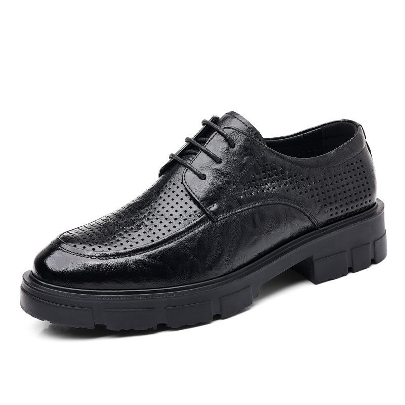 Herren Innenhöhenerhöhung 10CM Lederschuhe Handkratzer Businesskleid 8CM Low-Top Schnürschuhe Dicksohlen Britisch Atmungsaktiv Einteilig