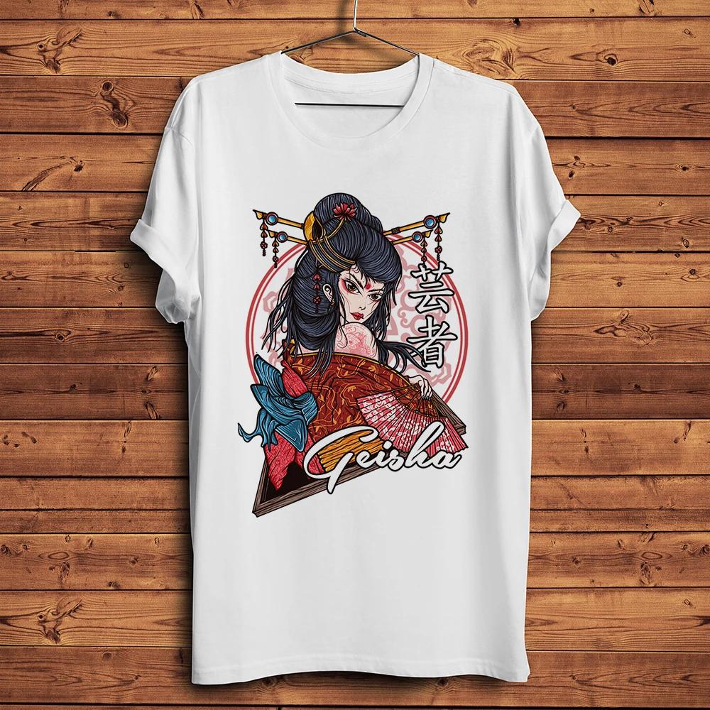 Japan Traditional Geisha Girl Funny Anime Tshirt UnisexSummer White Casual Short Sleeve T ShirtUnisex Streetwear Tee Breathable