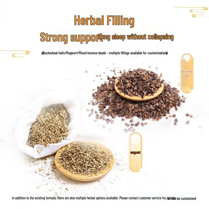 Mugwort Buckwheat Cervical Pillow - Detachable Neck Support for Sleep Health and Moxibustion.