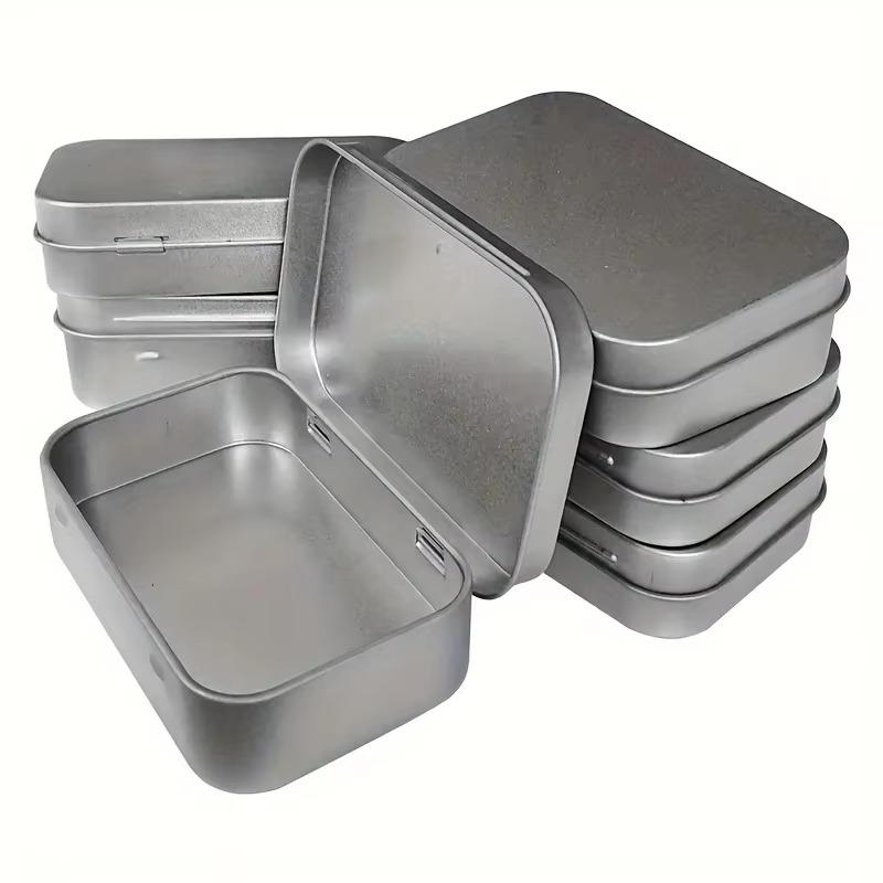 6-12pcs Aluminum Storage Boxes with Lids Portable Rectangular Metal Containers for Small Items Gift Cards Holder Home Organizers