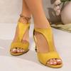Fashion Elegant Woman Heeled Shoes 2025 Cover Heel Casual Women's Sandals Fashion Zip Office and Career Summer Plus Size Peep Toe Sandal