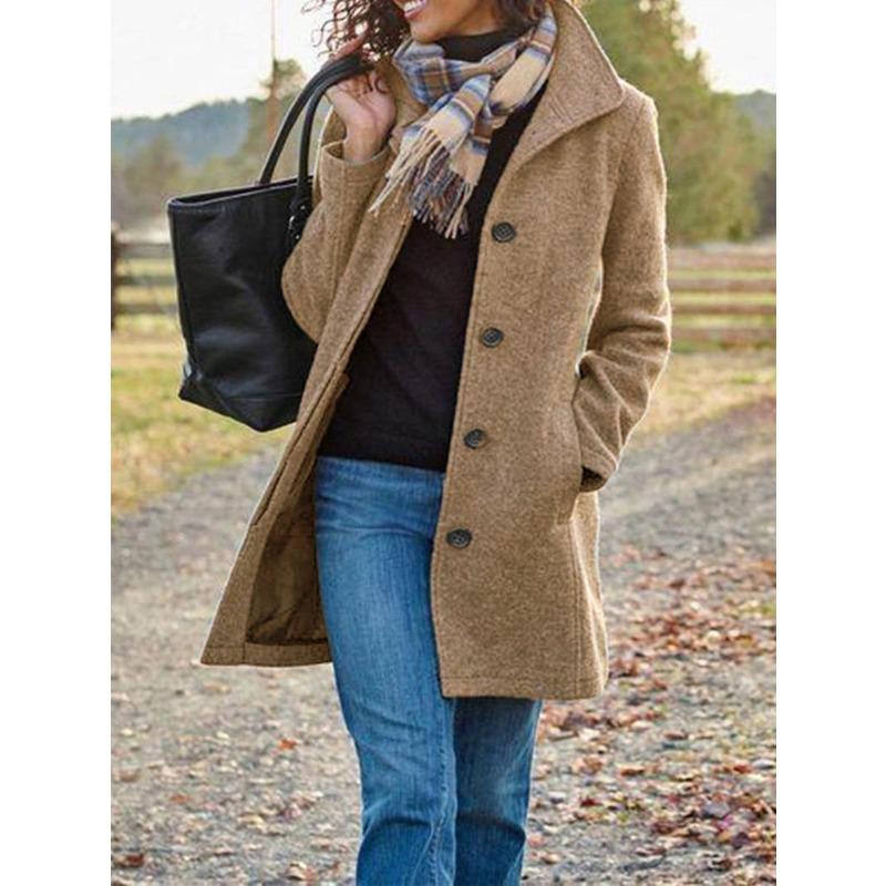 Autumn and winter orders surge thickened woolen women's coat medium and long quality coat wish