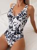 Sexy One Piece Swimsuit Women Snake Print Swimwear Underwire Monokini Open Back Push Up Bathing Suit Pad Beachwear Backless