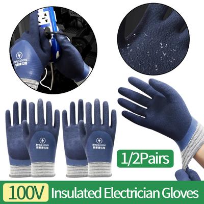 1/2 Paar 1000V Spanningsbestendige Elektricien Handschoenen Rubberen Isolerende Werk Elektricien Handschoenen voor Elektriciens Voorkom Schok