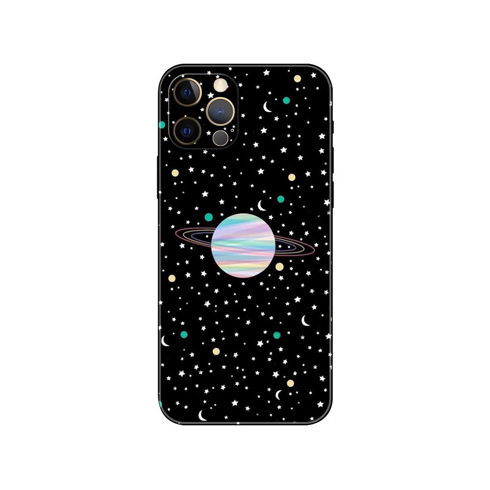 Space Moon Phone Case for Iphone 5 5s 2020se 6 6s 7 8 Plus X 10 XR XS 11 12 13 Mini Pro MAX Black Tpu Back Cover