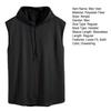 Men Vest Hooded Adjustable Drawstring Sleeveless Summer Vest Wide Shoulder Straps Pure Color Quick Drying Sports Tops
