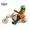 Detailed Skull Clothing Figurine Halloween Skeleton Riding Motorcycle Figurine, Gothic Spooky Statue for Home Gifts Collectors Garden, Resin
