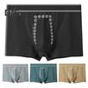 Boxer da Uomo Rete Tasca Sporgente Sottile Senza Cuciture Cotone Vita Media Alta Elasticità Colore Unico Assorbi Umidità Mutande da Uomo Intimo Quotidiano Sportivo