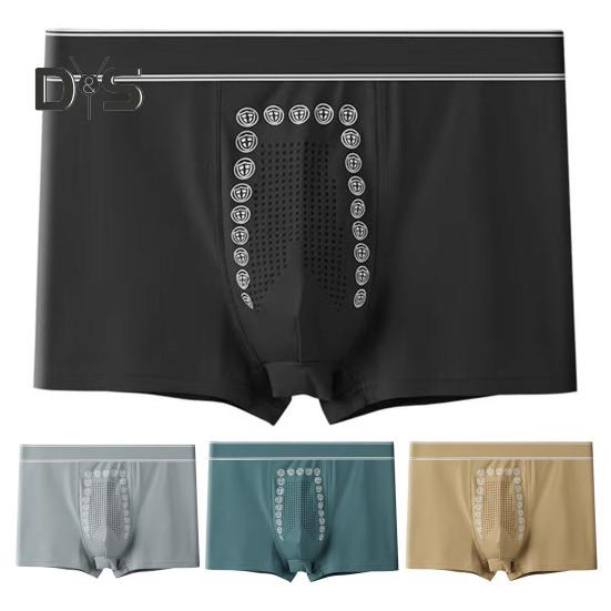Boxer da Uomo Rete Tasca Sporgente Sottile Senza Cuciture Cotone Vita Media Alta Elasticità Colore Unico Assorbi Umidità Mutande da Uomo Intimo Quotidiano Sportivo