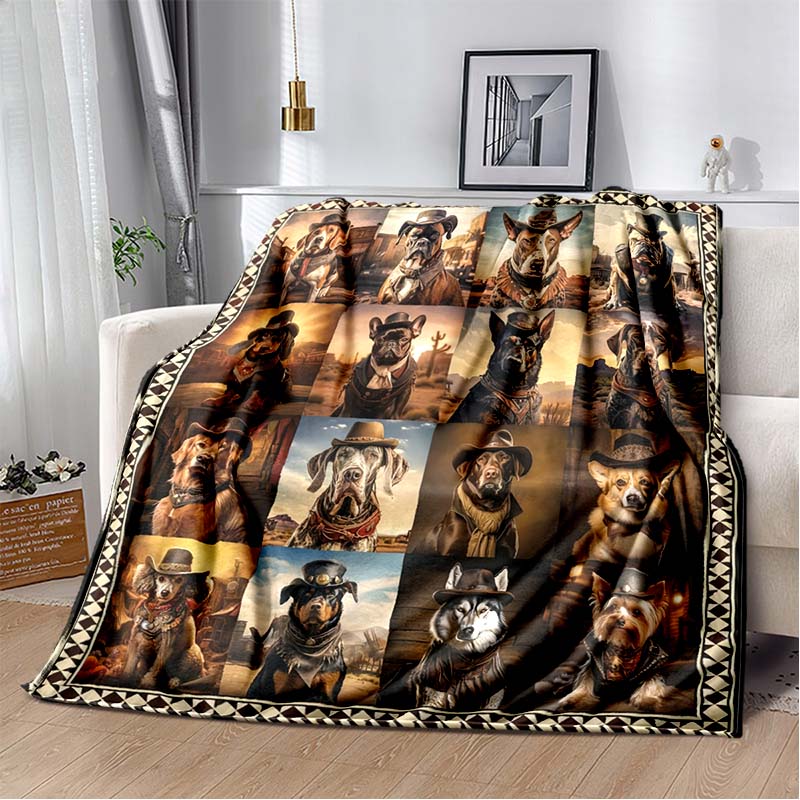 German Shepherd Dog Photo Collage Print Flannel Blanket, Pet Lover Throw Blanket 80cm x 120cm