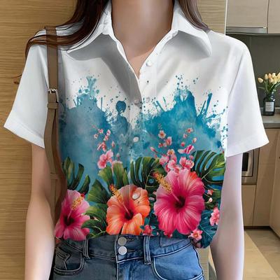 3D Printed Tops Casual Short Sleeve Button Beach Shirt Summer Y2k Women's Clothes