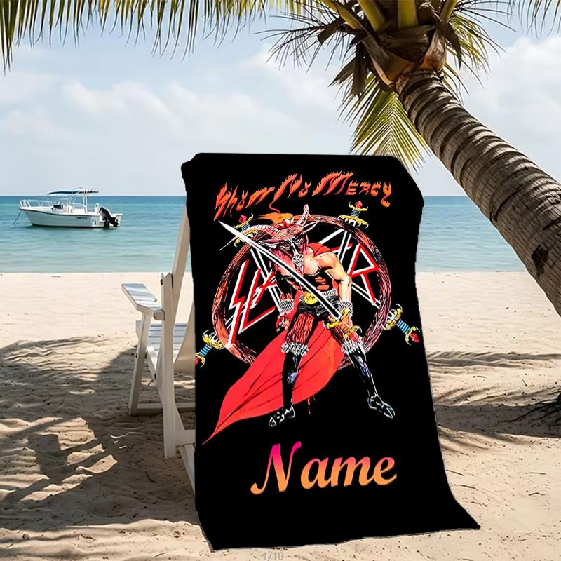 Customizable personalized beach towels Slayer band themed designs.Suitable for the beach, yoga, sports;ideal as beach accessories