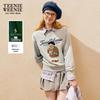 Teenie Weenie Women's Sorona Big Bear Embroidered Crew Neck Sweatshirt