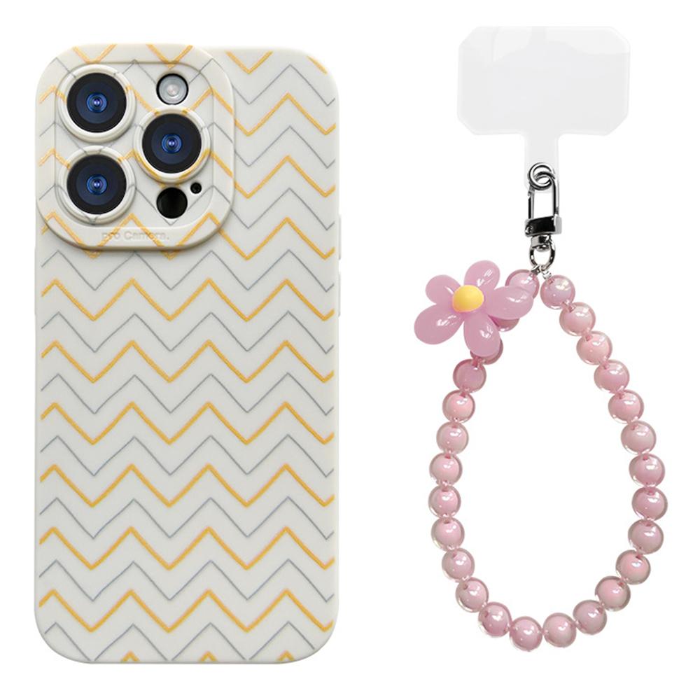 For iPhone 16 Pro Case with Phone Tether Tabs Protective TPU Phone Cover Wave Pattern Design