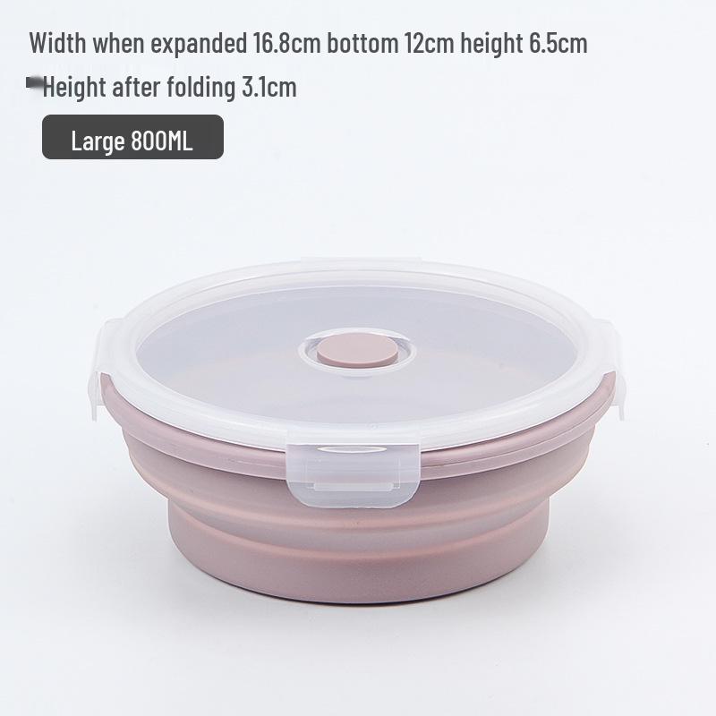 Silicone Collapsible Lunch Box - Round Food Storage Container for Outdoor Picnic or Travel.