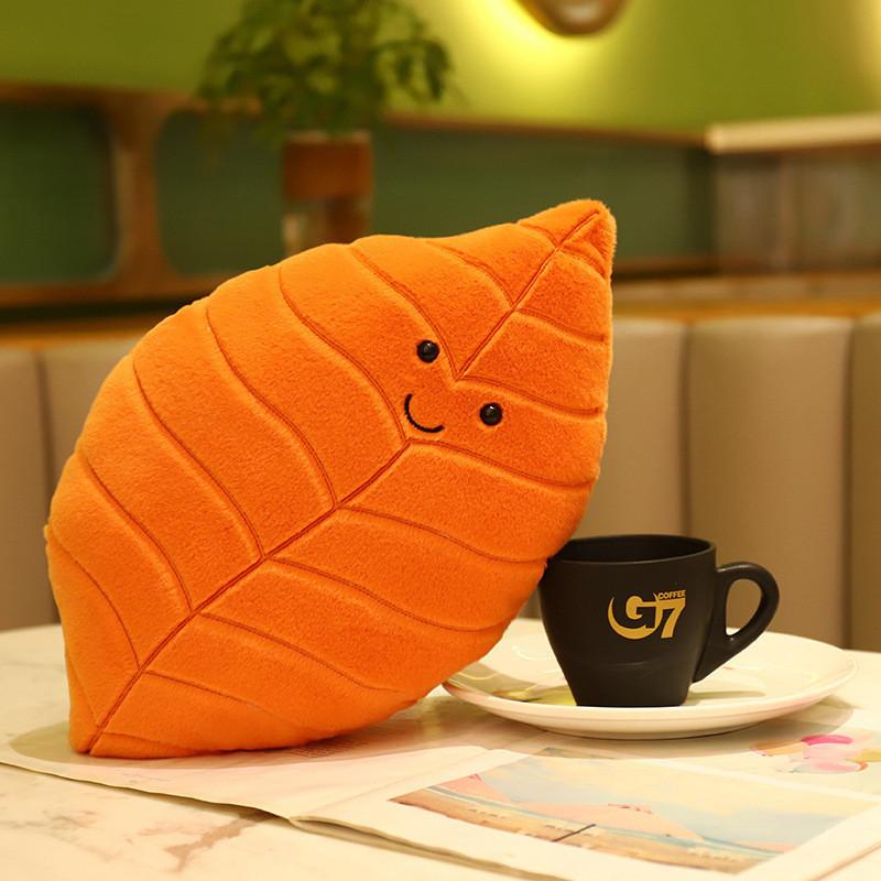 Cozy Leaf Pillow Plush Toy Decorative Cushion For Kids Room Green Plant Decor
