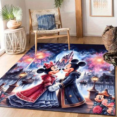 1 Stück Mickey Maus Minnie Muster Teppich Läufer, Schlafzimmer und Spielzimmer Langlebig, Fleckenresistent und Leicht zu Reinigen, Wohnzimmer