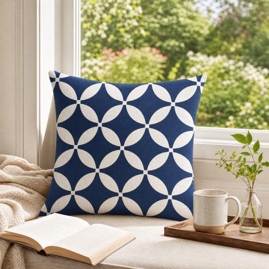 Husa Pernă Geometrică, Husă Pernă Decorativă cu Aspect de In Spălat cu Fermoar Ascuns, Husă Pernă Minimalistă pentru Canapea, Pat, Birou, Decor Casă Confortabil