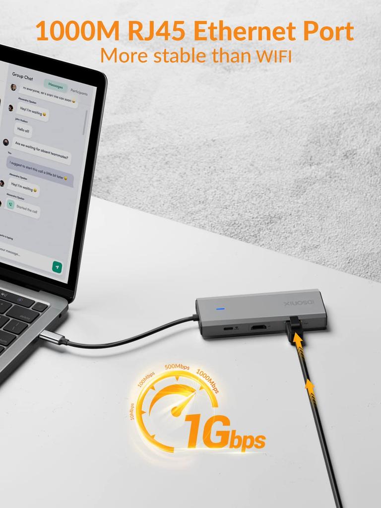 iDsonix To USB Compatible with Warranty Port LAN Port 3 USB Ports PD Charging Port SD Card Port Micro SD Card 8-in-1 USB-C Hub, Type-C 3.0 5Gbps,