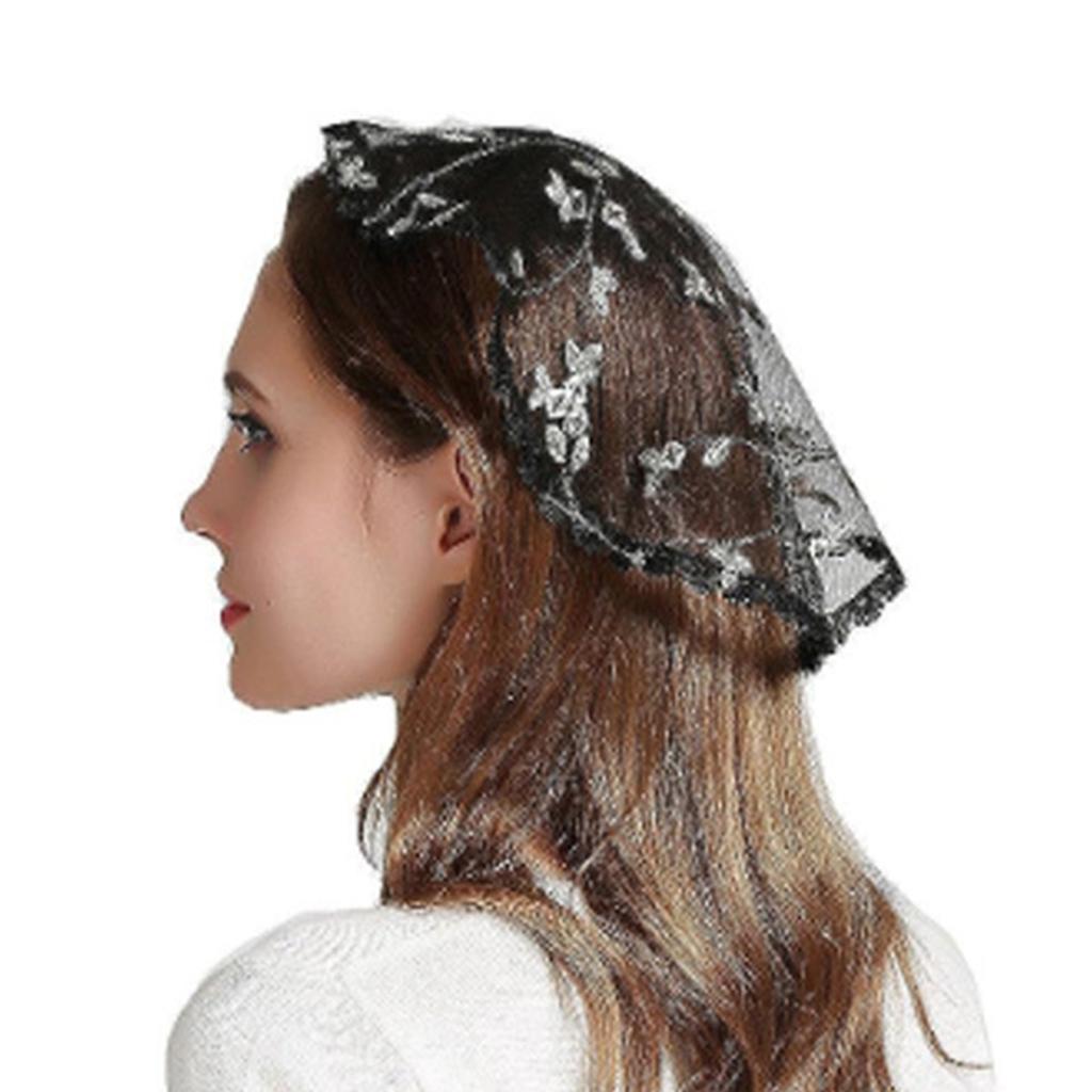 Chapel Headcoverimg Mantilla Headpiece Church Cap Veil Embroidery Mesh Church Veil Chapel Veil Head Covering