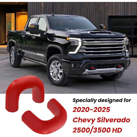 Tow Hook Covers For Silverado 2500/3500 HD -2026, Hitch Cover Front Tow Hooks Compatible With Chevrolet Silverado 2500/3500 -2026 Accessories (Red)