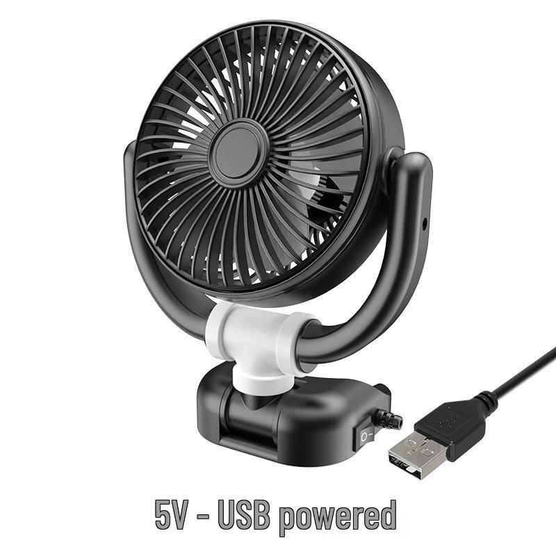USB-Charged Rear Seat 12V Car Fan with Light