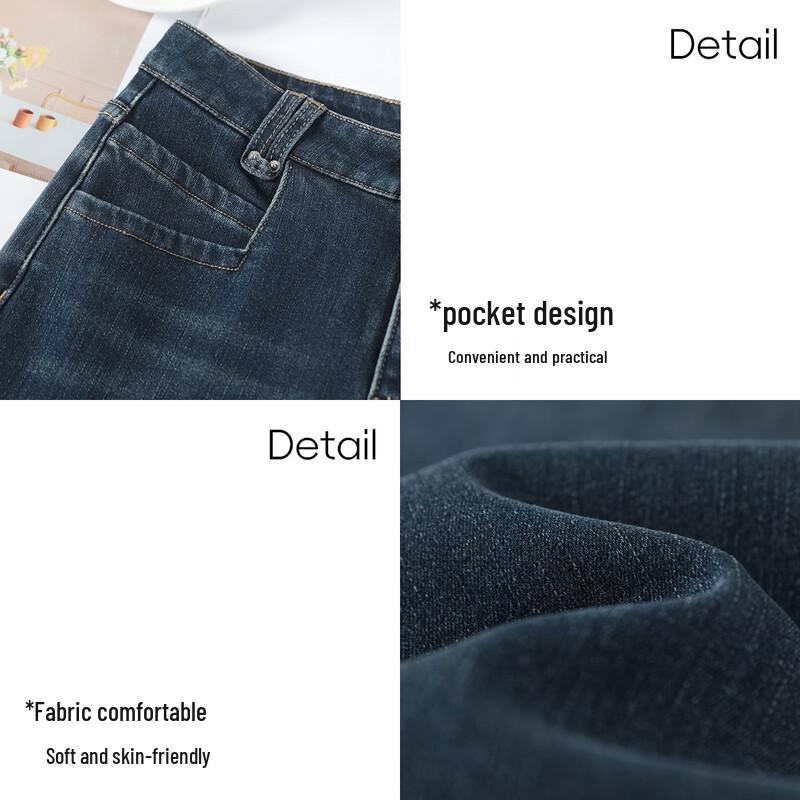 Women's Premium Draped Fleece-Lined Straight-Leg Jeans