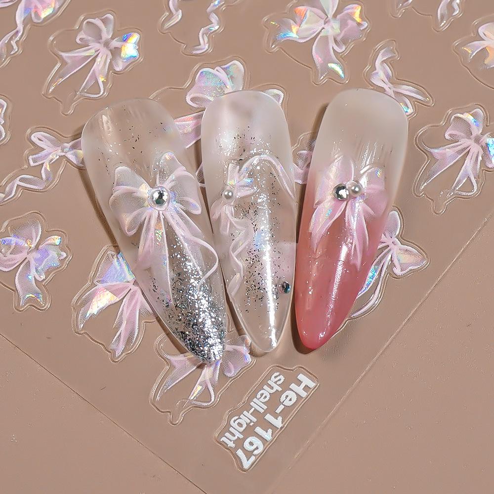 Redanco 5D Embossed Bow Nail Stickers - He-1167