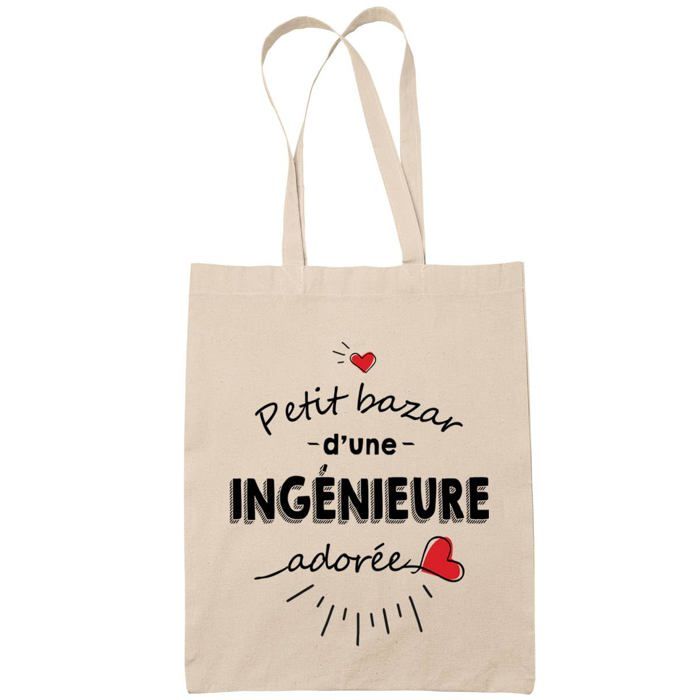 Tote bag - PLANETEE - Ingénieure adorée femme - Coton - Imprimé en France - Grande contenance