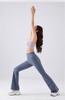 New High-Waisted Peach Bell Bottom Yoga Pants with Tummy Control – Slimming, High Elastic Fit for Fitness & Pilates
