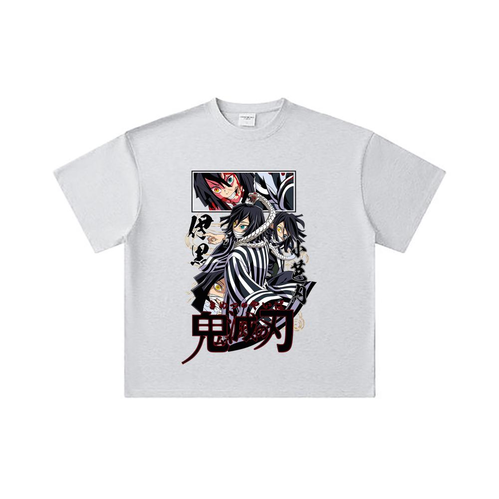 260 GSM Double Yarn 32 Count 100% Cotton Demon Slayer V95 Iguro Print Unisex Heavy Cotton T Shirt