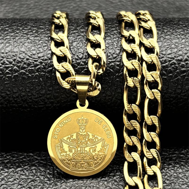 Brazilian Madonna Pendant Necklace for Men Women Stainless Steel Gold Silver Color Virgin Mary Male Chain Necklace Jewelry