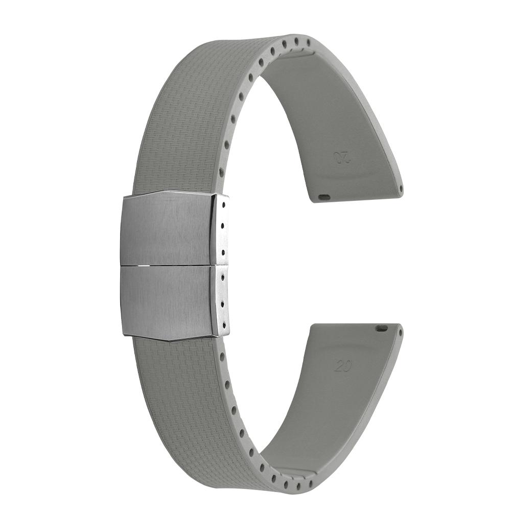 20mm Delugs CTS FKM Gummi Uhrenarmbänder mit 4 Farben Schmetterlingsschließe Einzigartige Textur Schnellverschluss Uhrenarmband für Markenuhr