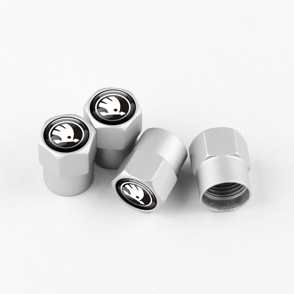 

2025 Hot 4pcs Metal Car Wheel Tire Valve Caps Stem Case Covers Accessories For Skoda S Kodiaq Octavia 2 3 Yeti Karoq Rapid Fabia For Skoda