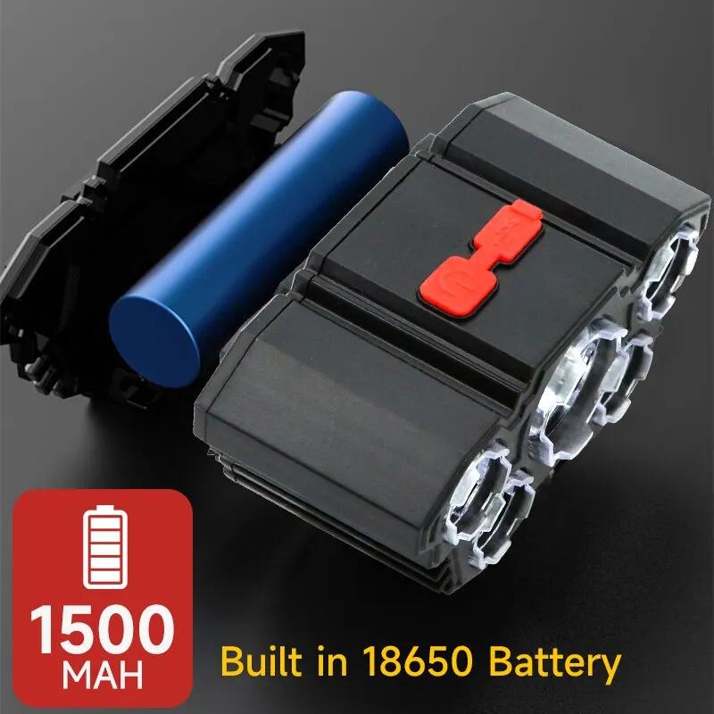 5 LED Flashlight Rechargeable with Built In 18650 Battery Strong Light Camping Adventure Fishing Head Light Headlamp
