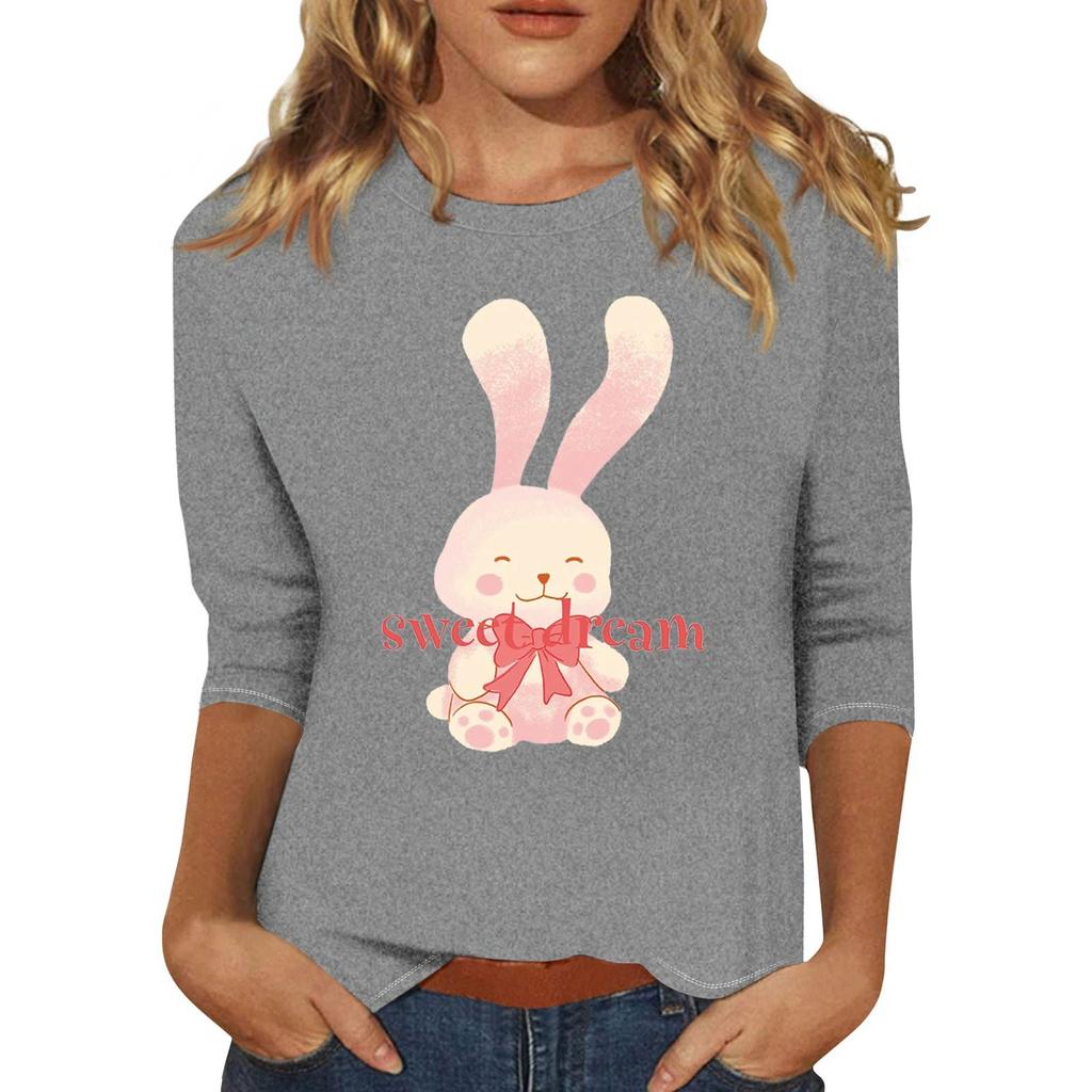 Pullover da donna con colletto stampato, manica a tre quarti, casual e alla moda