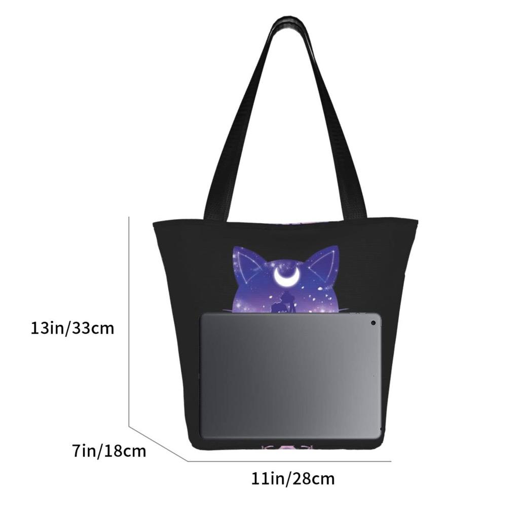 MINIER Sailor Moon Eco Tote Shoulder Large Capacity Shopping Convenience Store Foldable Storage 28cm Wide X 33cm High X 18cm Bag, Women's Bag, Bag,