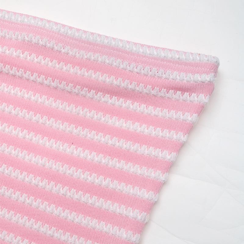 Sweet & Spicy Pink Striped Sleeveless Slim-fit Bandeau Top for Spring/Summer