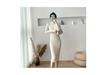 2024 Autumn/Winter Mid-Length Wool Coat with Semi-High Collar Knitted Dress - Women's Black Base Layer