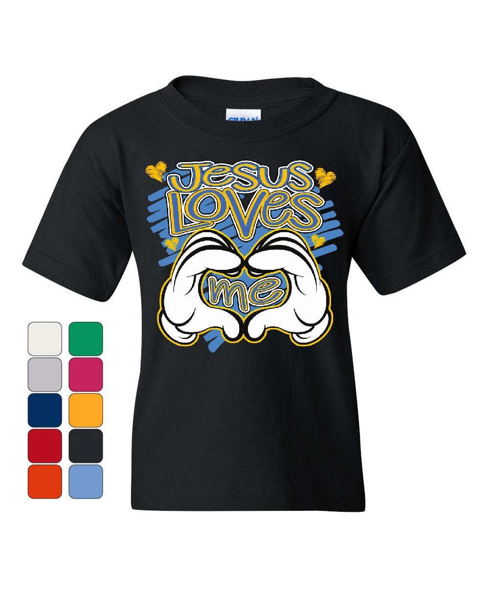 Jesus Loves Me Youth kids boys T-Shirt Religion Bible Savior Christianity Church Kids Tee 110