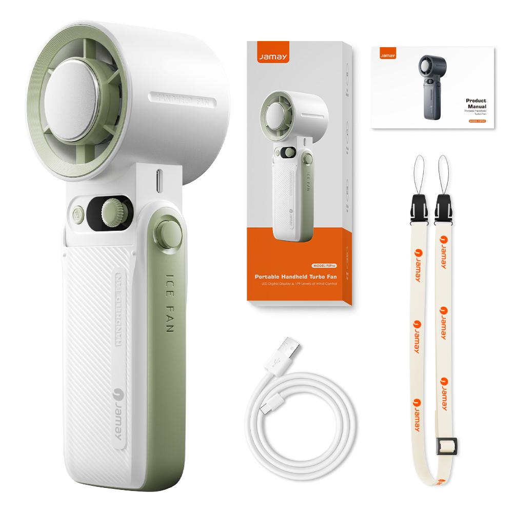 Portable Handheld Cooling Fan 199Gear Strong Wind Speed LED Digital Display 135°Foldable 3-in-1 Handheld Tubro Fan 8000mAh F5PRO