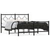 Bed Frame with Headboard and Footboard Metal Black 140 X 190 Cm