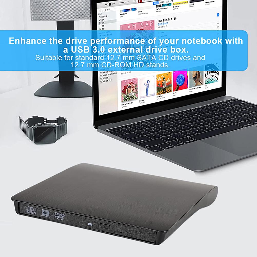 5Gbps 12.7mm External Optical Drives Cases DVD Drive Enclosure Case USB 3.0 Portable CD DVD RW Writer Burner Optical Player
