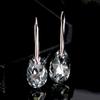 Elegant Female Big Water Drop Crystal Stone Hoop Earrings Trendy Fashion Silver Color Wedding Jewelry For Women