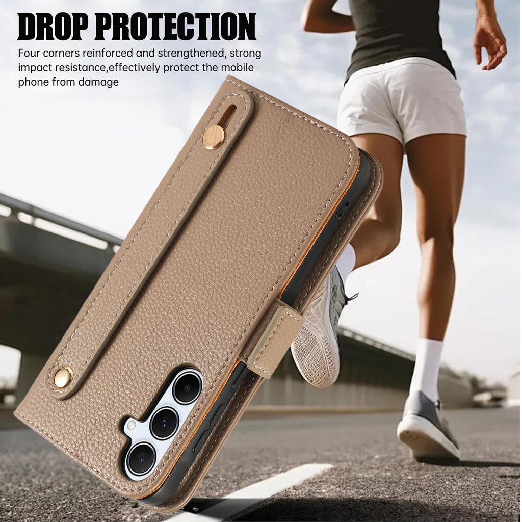 For Samsung Galaxy A55 5G Leather Case with Card Holder,Straps,Shockproof Wallet Phone Cover