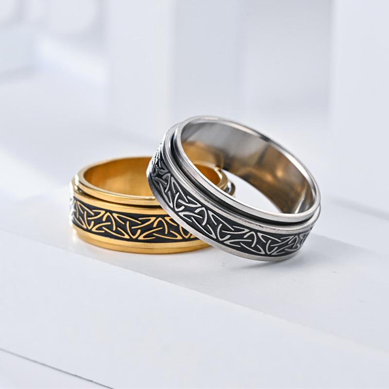 Viking nerezová ocel keltský uzel runové prsteny pro muže úleva od stresu otočný prsten punkové šperky dárek