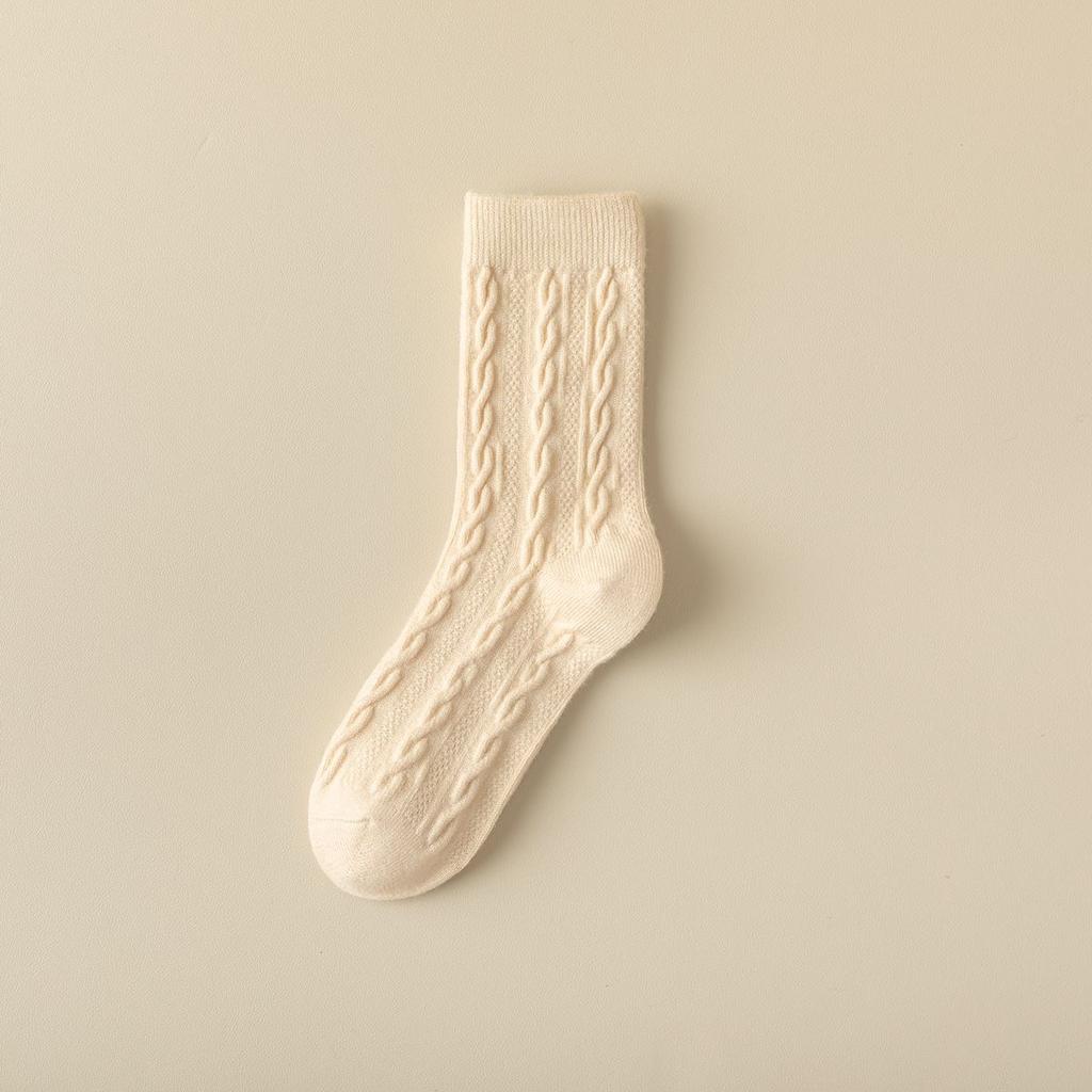 2/3/5 Pairs Autumn and Winter Women's Wool Socks Solid Color Thick Warm Socks Soft and Comfortable Socks