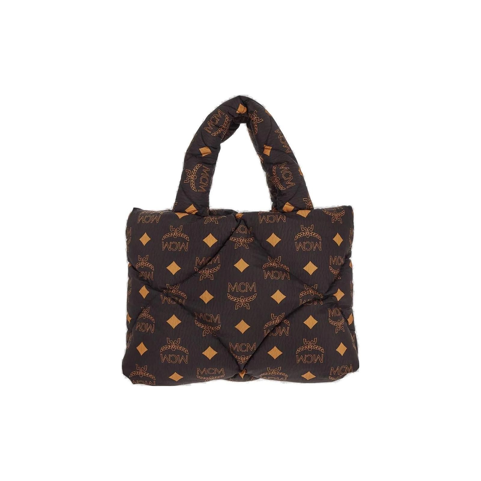 MCM Maxi Monogram Print Nylon And Napa Leather Tote Bag Women Tote Bags Black MWTDABO15BK001 Basic Set (Bag+Dust Bag)