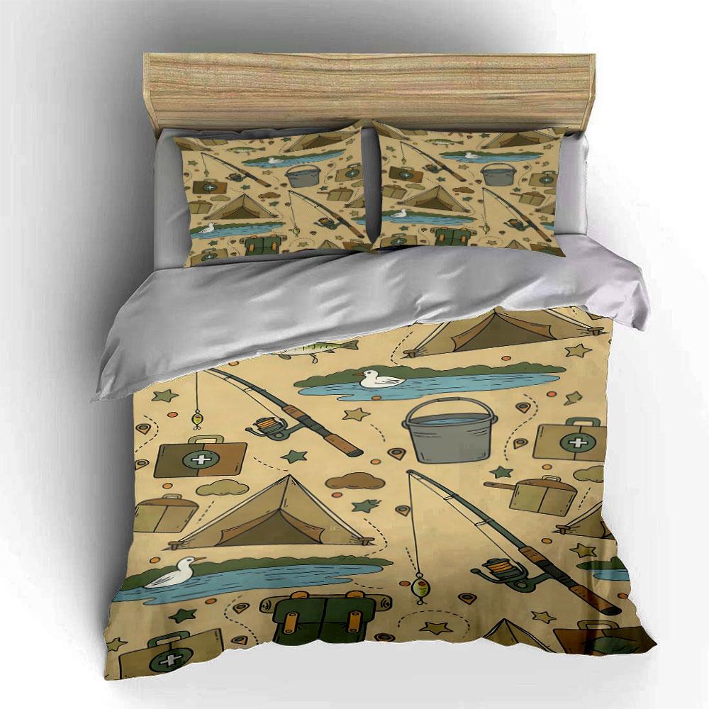 Camping and fishing elements. Bedding sets Duvet cover sets Duvet covers Pillowcases(1 * Duvet Cover 2 * Pillowcases without duvet insert)